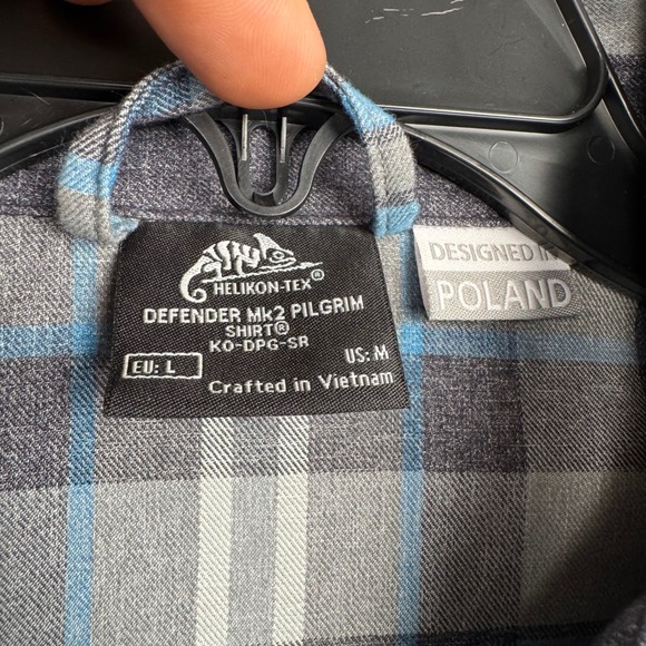 Helikon-Tex Defender Mk2 Pilgrim Shirt Mens Medium Blue Grey Plaid Tactical L/S - Picture 3 of 8